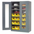 Global Industrial Locking Storage Cabinet Clear Door 48x24x78, 20 YL Bin, 6 Shelf Unassembled 239385